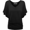 imageLock and Love Womens Versatile Casual Short Sleeve Dolman Top  Loose Fit Boat Neck ampamp VNeck TShirtWt1038black