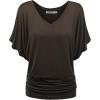 imageLock and Love Womens Versatile Casual Short Sleeve Dolman Top  Loose Fit Boat Neck ampamp VNeck TShirtWt1038brown