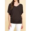 imageLock and Love Womens Versatile Casual Short Sleeve Dolman Top  Loose Fit Boat Neck ampamp VNeck TShirtWt1038brown