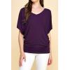 imageLock and Love Womens Versatile Casual Short Sleeve Dolman Top  Loose Fit Boat Neck ampamp VNeck TShirtWt1038darkpurple