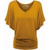 imageLock and Love Womens Versatile Casual Short Sleeve Dolman Top  Loose Fit Boat Neck ampamp VNeck TShirtWt1038mustard