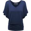 imageLock and Love Womens Versatile Casual Short Sleeve Dolman Top  Loose Fit Boat Neck ampamp VNeck TShirtWt1038navy