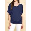 imageLock and Love Womens Versatile Casual Short Sleeve Dolman Top  Loose Fit Boat Neck ampamp VNeck TShirtWt1038navy