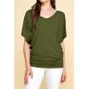 imageLock and Love Womens Versatile Casual Short Sleeve Dolman Top  Loose Fit Boat Neck ampamp VNeck TShirtWt1038olive