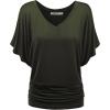 imageLock and Love Womens Versatile Casual Short Sleeve Dolman Top  Loose Fit Boat Neck ampamp VNeck TShirtWt1038olive