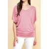 imageLock and Love Womens Versatile Casual Short Sleeve Dolman Top  Loose Fit Boat Neck ampamp VNeck TShirtWt1038pink