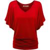 imageLock and Love Womens Versatile Casual Short Sleeve Dolman Top  Loose Fit Boat Neck ampamp VNeck TShirtWt1038red