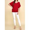 imageLock and Love Womens Versatile Casual Short Sleeve Dolman Top  Loose Fit Boat Neck ampamp VNeck TShirtWt1038red