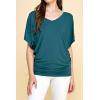 imageLock and Love Womens Versatile Casual Short Sleeve Dolman Top  Loose Fit Boat Neck ampamp VNeck TShirtWt1038teal
