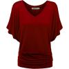 imageLock and Love Womens Versatile Casual Short Sleeve Dolman Top  Loose Fit Boat Neck ampamp VNeck TShirtWt1038wine