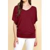 imageLock and Love Womens Versatile Casual Short Sleeve Dolman Top  Loose Fit Boat Neck ampamp VNeck TShirtWt1038wine