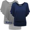 imageLock and Love Womens Versatile Casual Short Sleeve Dolman Top  Loose Fit Boat Neck ampamp VNeck TShirtWt742bcn