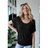 imageLock and Love Womens Versatile Casual Short Sleeve Dolman Top  Loose Fit Boat Neck ampamp VNeck TShirtWt742black