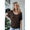imageLock and Love Womens Versatile Casual Short Sleeve Dolman Top  Loose Fit Boat Neck ampamp VNeck TShirtWt742brown