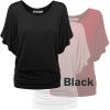 imageLock and Love Womens Versatile Casual Short Sleeve Dolman Top  Loose Fit Boat Neck ampamp VNeck TShirtWt742bww