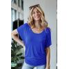 imageLock and Love Womens Versatile Casual Short Sleeve Dolman Top  Loose Fit Boat Neck ampamp VNeck TShirtWt742cobaltblue