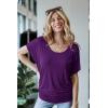 imageLock and Love Womens Versatile Casual Short Sleeve Dolman Top  Loose Fit Boat Neck ampamp VNeck TShirtWt742darkpurple
