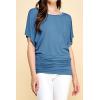 imageLock and Love Womens Versatile Casual Short Sleeve Dolman Top  Loose Fit Boat Neck ampamp VNeck TShirtWt742denim