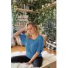 imageLock and Love Womens Versatile Casual Short Sleeve Dolman Top  Loose Fit Boat Neck ampamp VNeck TShirtWt742denim