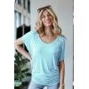 imageLock and Love Womens Versatile Casual Short Sleeve Dolman Top  Loose Fit Boat Neck ampamp VNeck TShirtWt742lightblue