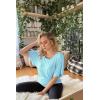 imageLock and Love Womens Versatile Casual Short Sleeve Dolman Top  Loose Fit Boat Neck ampamp VNeck TShirtWt742lightblue