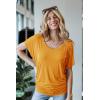 imageLock and Love Womens Versatile Casual Short Sleeve Dolman Top  Loose Fit Boat Neck ampamp VNeck TShirtWt742mustard