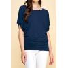 imageLock and Love Womens Versatile Casual Short Sleeve Dolman Top  Loose Fit Boat Neck ampamp VNeck TShirtWt742navy