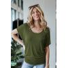 imageLock and Love Womens Versatile Casual Short Sleeve Dolman Top  Loose Fit Boat Neck ampamp VNeck TShirtWt742olive