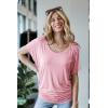 imageLock and Love Womens Versatile Casual Short Sleeve Dolman Top  Loose Fit Boat Neck ampamp VNeck TShirtWt742pink