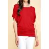 imageLock and Love Womens Versatile Casual Short Sleeve Dolman Top  Loose Fit Boat Neck ampamp VNeck TShirtWt742red