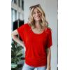 imageLock and Love Womens Versatile Casual Short Sleeve Dolman Top  Loose Fit Boat Neck ampamp VNeck TShirtWt742red