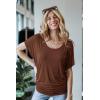 imageLock and Love Womens Versatile Casual Short Sleeve Dolman Top  Loose Fit Boat Neck ampamp VNeck TShirtWt742rust