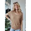imageLock and Love Womens Versatile Casual Short Sleeve Dolman Top  Loose Fit Boat Neck ampamp VNeck TShirtWt742taupe