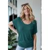 imageLock and Love Womens Versatile Casual Short Sleeve Dolman Top  Loose Fit Boat Neck ampamp VNeck TShirtWt742teal