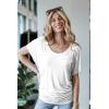 imageLock and Love Womens Versatile Casual Short Sleeve Dolman Top  Loose Fit Boat Neck ampamp VNeck TShirtWt742white