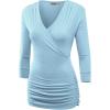 imageLock and Love Womens 34 Sleeve Cross Front Wrapped V Neck Top S3XLWt1255aqua