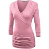 imageLock and Love Womens 34 Sleeve Cross Front Wrapped V Neck Top S3XLWt1255pink