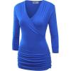 imageLock and Love Womens 34 Sleeve Cross Front Wrapped V Neck Top S3XLWt1255royalbrite