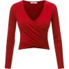 imageLock and Love Womens Premium ShortLong Sleeve Deep V Neck Slim fit Cross Wrap Crop top ShirtMade in USAWt1482red