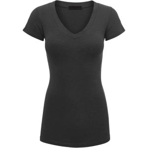 imageLock and Love Womens Basic Slim Fitted Short Sleeve Casual V Neck Cotton T ShirtWt1606charcoal