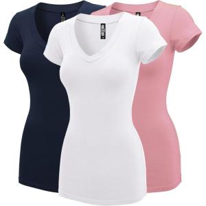 imageLock and Love Womens Basic Slim Fitted Short Sleeve Casual V Neck Cotton T ShirtWt1606navyrosewht