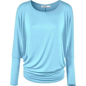 imageLock and Love Womens Casual Flowy Draped Long Sleeve Batwing Dolman Top  Soft ampamp Comfortable Loose Fit PulloverWt826aqua