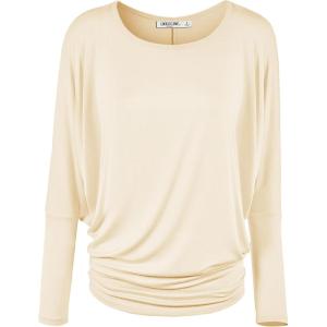 imageLock and Love Womens Casual Flowy Draped Long Sleeve Batwing Dolman Top  Soft ampamp Comfortable Loose Fit PulloverWt826cream