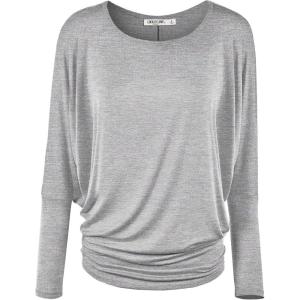 imageLock and Love Womens Casual Flowy Draped Long Sleeve Batwing Dolman Top  Soft ampamp Comfortable Loose Fit PulloverWt826heathergrey