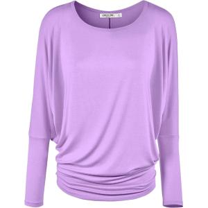 imageLock and Love Womens Casual Flowy Draped Long Sleeve Batwing Dolman Top  Soft ampamp Comfortable Loose Fit PulloverWt826lilac