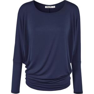 imageLock and Love Womens Casual Flowy Draped Long Sleeve Batwing Dolman Top  Soft ampamp Comfortable Loose Fit PulloverWt826navy