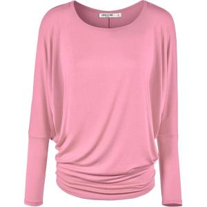 imageLock and Love Womens Casual Flowy Draped Long Sleeve Batwing Dolman Top  Soft ampamp Comfortable Loose Fit PulloverWt826pink
