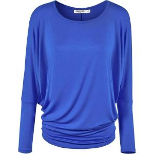imageLock and Love Womens Casual Flowy Draped Long Sleeve Batwing Dolman Top  Soft ampamp Comfortable Loose Fit PulloverWt826royalbrite
