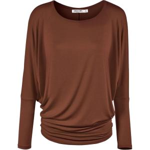 imageLock and Love Womens Casual Flowy Draped Long Sleeve Batwing Dolman Top  Soft ampamp Comfortable Loose Fit PulloverWt826rust