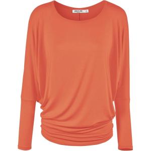 imageLock and Love Womens Casual Flowy Draped Long Sleeve Batwing Dolman Top  Soft ampamp Comfortable Loose Fit PulloverWt826salmon